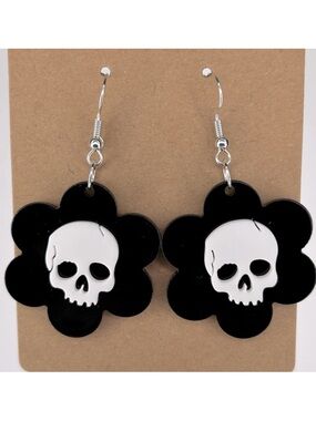 Acrylic Skull Flower Halloween Dangle Earrings Fashion Jewelry
